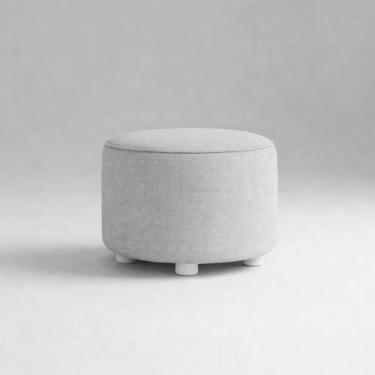 Imagem de Puff Redondo Em Linho Cinza Design Elegante E Confortável - TDecor Teo