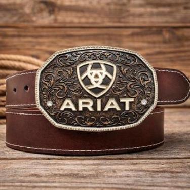 Imagem de Cinto Country Ariat de Couro Correia Lisa Fivela Removivel Decorada Otima Qualidade Fes...