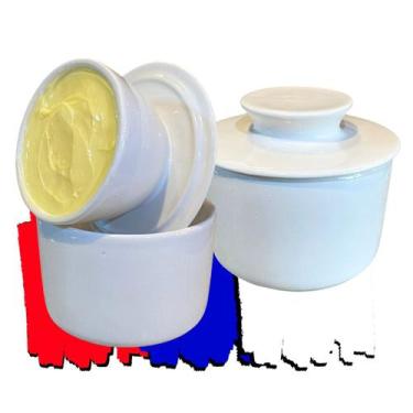 Imagem de Manteigueira Francesa Porcelana Branca mantém Cremosa Facil - Prattos