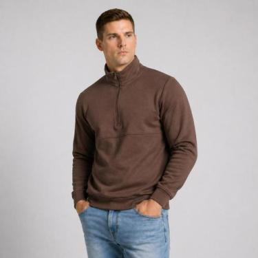 Imagem de Blusa Moletom Masculino com Zíper De Frio Forrada Casual Oversize De A