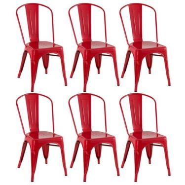 Imagem de Kit 6 Cadeiras Laráz Iron Tolix industrial - Vermelho - Laraz