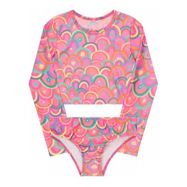 Imagem de Biquini Infantil + Blusa Cropped Proteção Solar Uv50 Sereia - anjo da 