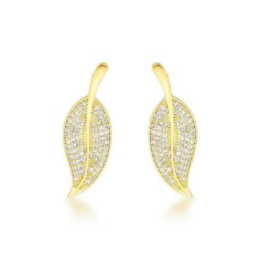 Imagem de Brinco folha cravejada zircônia cristal - NATY EIRAS, Cristal