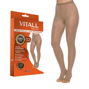 Imagem de Meia Calça Alta Compressão Sem Ponteira 2030 mmHg Vitall Medical, Bege