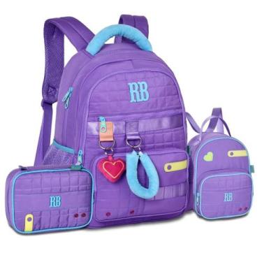 Imagem de Mochila com Lancheira Térmica e Estojo Feminino Kit Rebecca Bonbon -, 