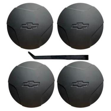 Imagem de Kit Calota Centro Roda Corsa Wind 94 96 99 Preto F + Chave - Garagem O