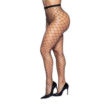 Imagem de Meia Calça Arrastão com Trama Grande - Yaffa, Preto