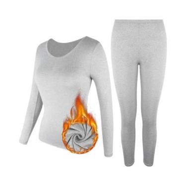 Imagem de Conjunto De Roupa Térmica Feminina 2 Peças Ultra Macio Com Forro De Lã