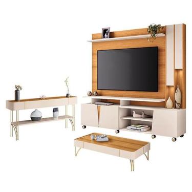 Imagem de Estante Home Theater Virtus Cinamomo Off White e Mesa de Centro Cadenz