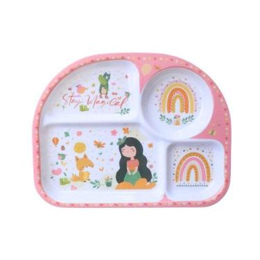 Imagem de Prato Infantil Refeição Divisórias Personagens Melamine Tuut Cor:ABELH