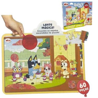 Imagem de Bluey e Bingo Elka Jogo Quebra Cabeça Lente Mágica 60 Peças Desenho Ca
