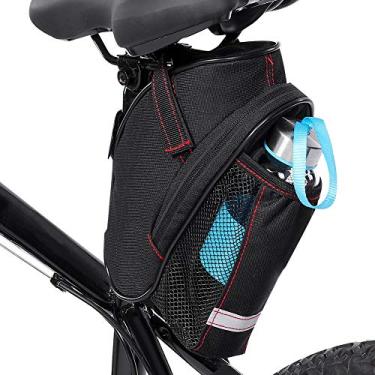 Imagem de Ejoyous Bolsa de sela para bicicleta, Bolsa de assento de bicicleta de nylon à prova d'água Pacote de armazenamento para bicicleta sob o assento com bolsa de garrafa de água para ciclismo de montanha ao ar livre