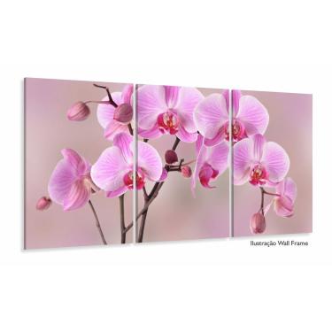 Imagem de Quadro Decorativo Orquídeas Rosa 120x60 3 peças Sala Quarto