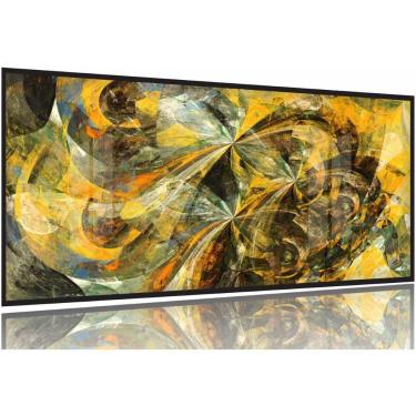 Imagem de Quadro Decorativo Abstrato Marmore Amarelo 130x60 Moldura Preta 2x2