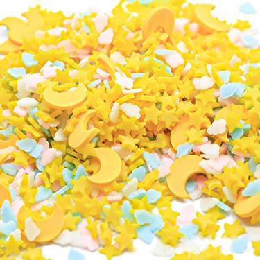 Imagem de Polimérico argila lua estrelas fatias granuladas para decoração de bolo de sobremesa falsa, capa de telefone decodificada, projetos de slime DIY, scrapbooking, embalagem de fabricação de joias de resina, 20 g