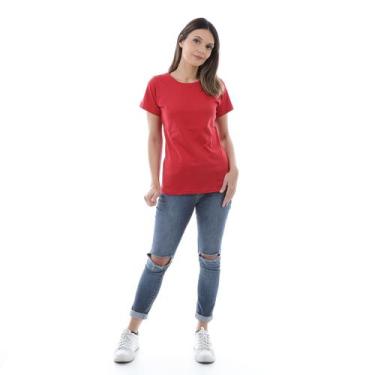Imagem de Camiseta Feminina Levemente Acinturada 100% Algodão 7 Cores - Ebt Unif
