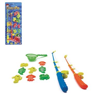 Imagem de Varinha Pega Peixe Com Passagua 11 Peças Kit Pescaria Colors