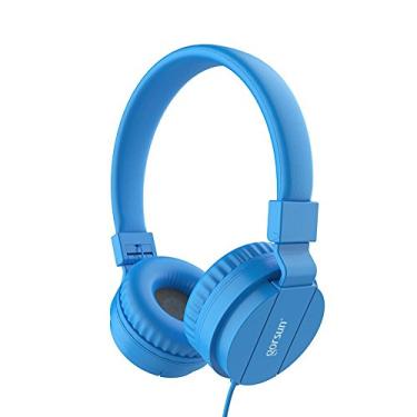 Imagem de Fones de ouvido infantis dobráveis e confortáveis para fone de ouvido estéreo leve para crianças, meninas, meninos, smartphones, tablets, MP3/4, videogames, infantis, fones de ouvido infantis, Azul