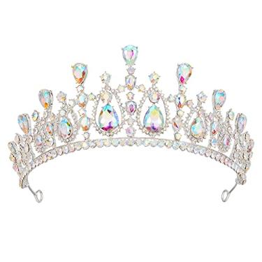 Imagem de AW BRIDAL Tiaras de cristal e coroas para mulheres tiara de casamento para noiva princesa coroa de aniversário para formatura coroa de rainha tiara de noiva para mulheres (AB strass)