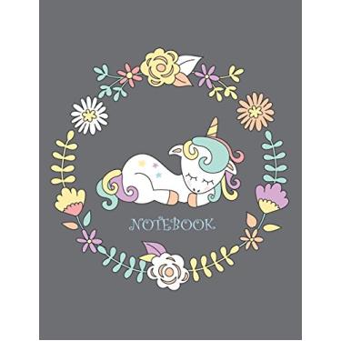 Imagem de Notebook: Cute unicorn on grey cover and Dot Graph Line Sketch pages, Extra large (8.5 x 11) inches, 110 pages, White paper, Sketch, Draw and Paint: 3