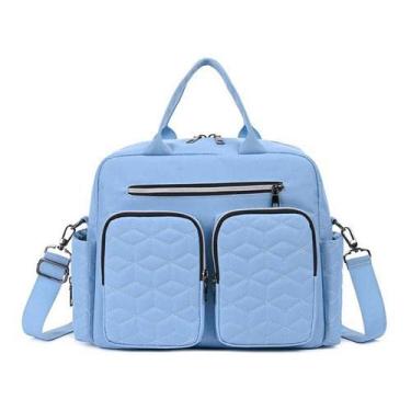Imagem de Bolsas de mamãe, bolsa de fraldas de bebê, bolsas de bebê duráveis e práticas para meninos e meninas, bolsa de fraldas de viagem multifuncional, Azul-celeste