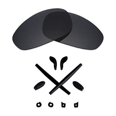 Imagem de Lentes de reposição e kits de borracha Mryok para óculos de sol Oakley Juliet – Opções, Stealth Black Polarized Lenses & Black Rubber Kits, One Size