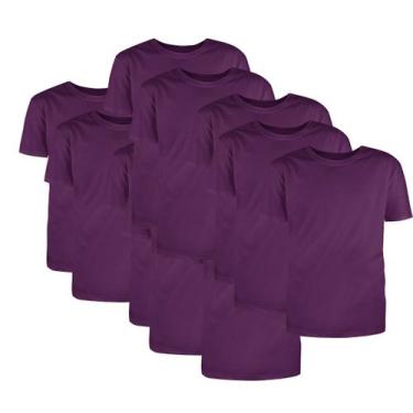 Imagem de Kit Com 10 Camisetas Básicas Algodão Violeta Tamanho Gg - Mc Clothing