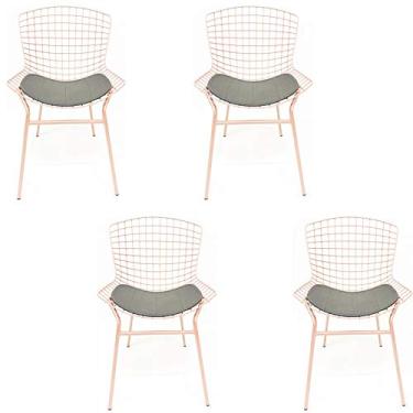 Imagem de Kit 4 Cadeiras BERTÓIA cor Rosê assento preto tubular - Poltronas do Sul