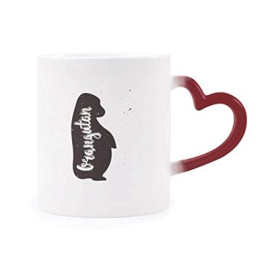 Imagem de Caneca Orangotan preta e branca Animal sensível ao calor Caneca vermelha muda de cor