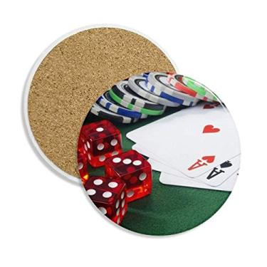 Imagem de Porta-copos de cerâmica para fotos de jogos de pôquer, com 2 peças, suporte para caneca, pedra absorvente para bebidas
