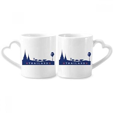 Imagem de Kingdom of Thailand Alfândega Cultura Casal Canecas Cerâmica Amante Copos Coração Alça 355 ml Presente