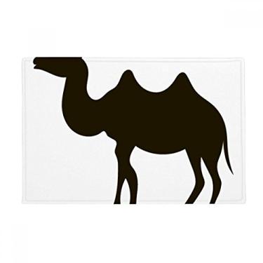 Imagem de DIYthinker Tapete de porta de banheiro com desenho de animal fofo de camelo preto antiderrapante