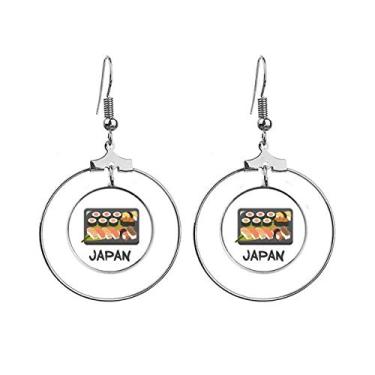Imagem de Brincos tradicionais japoneses de caixa de sushi pendurados com argola e argola