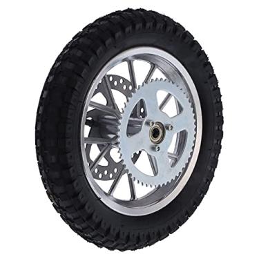 Imagem de Mini pneu de bicicleta Dirt Bike de 31,5 x 7 cm, pneu traseiro de borracha espesso com tubo interno e aro de metal, substituição de pneu traseiro antiderrapante para motocicleta serve para bicicleta de sujeira de 2 tempos (prata)