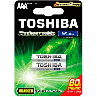 Imagem de Pilha Recarregável AAA Toshiba, 950 mAh, Blister C/ 2 Unidades - TNH-3GAE BP-2C