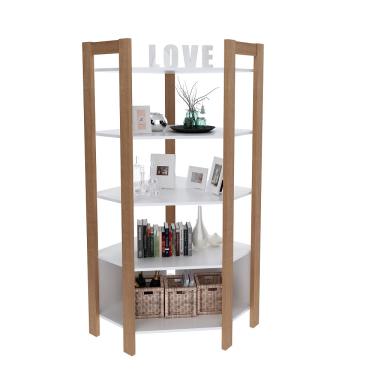 Imagem de Estante Canto Oblíquo Multiuso 5 Prateleiras AZ1020 Tecno Mobili - Amendoa/Branco