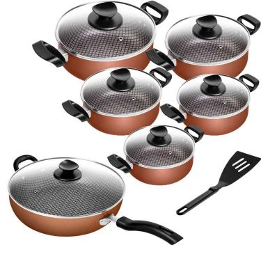 Imagem de Conjunto De Panelas Antiaderente Spesso Caçarola + Frigideira Wok N° 30 Cobre 6 Peças Patolux