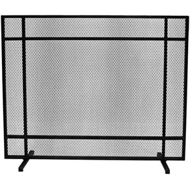 Imagem de Tela De Proteção De Lareira De 100 Cm De Largura, Proteção Contra Faíscas De Ferro Forjado Resistente E Moderna Com Malha De Aço, Design Independente De Painel Plano,Preto,Pleasant63