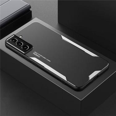 Imagem de Capa traseira de telefone combinada de metal TPU para Samsung Galaxy S22 S20 S10 S9 S8 S21 Plus Ultra FE Note 20 8 9 10 Ultra A53 A52, prata, para S22 Ultra6,8 polegadas