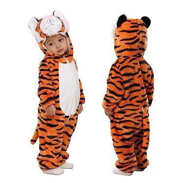 Imagem de TONWHAR Body de animal para bebês e meninas, macacão infantil e infantil, fantasia de Halloween, Tigre fofo, 2-3 Months