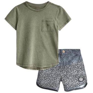 Imagem de Volcom Conjunto de roupa de banho para meninos – 2 peças camiseta de manga curta e calção de banho – conjunto de roupa de banho para meninos (2 a 7), Militar, 3 Anos