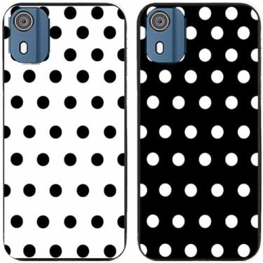 Imagem de 2 peças preto branco bolinhas impressas TPU gel silicone capa de telefone traseira para Nokia todas as séries (Nokia C02)