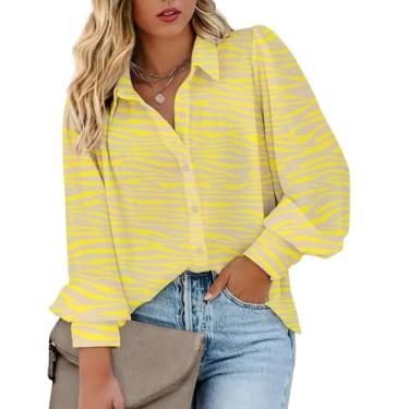 Imagem de IN'VOLAND Blusas femininas plus size de botão com estampa de manga comprida Boho camisas florais camisas havaianas trabalho escritório tops, A13 multicolorido, 17 Plus Size