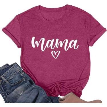 Imagem de Camiseta feminina Aunt Shirts Cute Auntie para mulheres, Love Heart, casual, manga curta, tia, Fnt0001-vinho, M