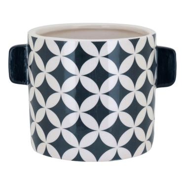 Imagem de CACHEPÔ CERÂMICA 11x15x15cm AZUL VASO DECORATIVO PLANTA