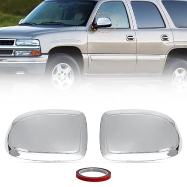 Imagem de AMSPRAC Meia tampa cromada para espelho lateral da porta, capas de espelho retrovisor, tampas de meio espelho de mira traseira para Chevy Silverado GMC Sierra 1500 2500 3500 1999-2006, com estilo de