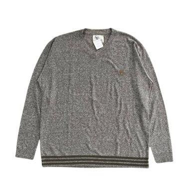 Imagem de Blusa Casaco Tricot Masculina Plus Size G2 Marrom Claro