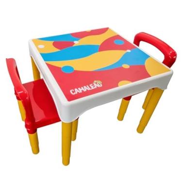 Imagem de Conjunto Mesa Mesinha Infantil Com 2 Cadeiras Escolar Plástica Camaleão (Colorido)
