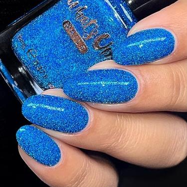 Imagem de Whats Up Nails - Under Sea Rendezvous Flash Reflective Nail Polish Blue Glitter and Blue Iridescent Shimmer Lacquer Varnish Made in USA 21 free Cruelty Free Vegan Clean