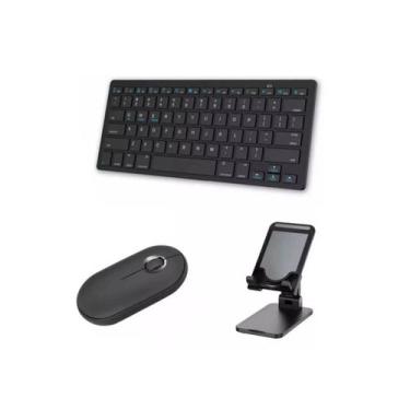 Imagem de Teclado E Mouse Bluetooth + Suporte P/ Tablet Positivo Q10 - Fam